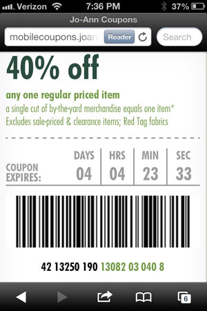 50% off a regular item at Joanns 