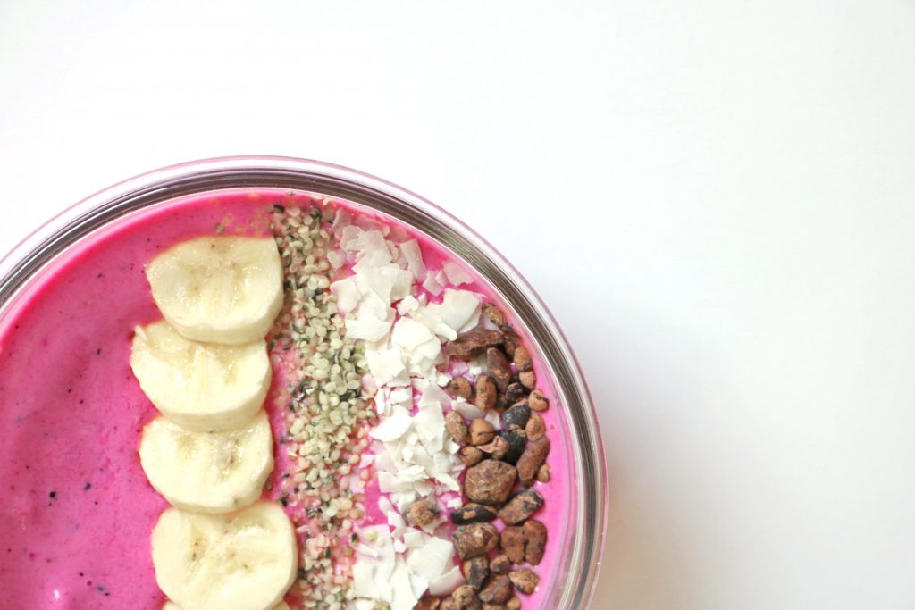 Off-center bowl of banana and oats